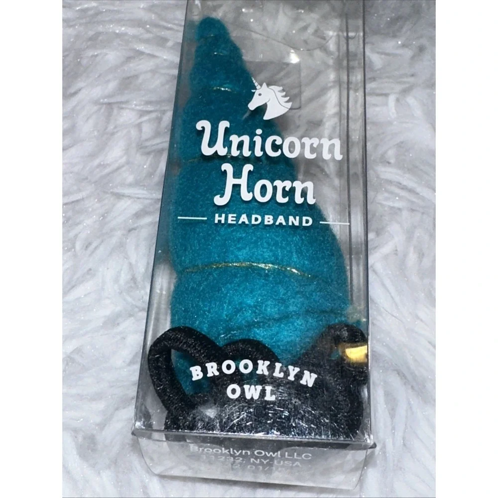 Brooklyn Owl Unicorn Headband Horn Turquoise‎ Blue Costume New